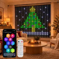 Rosikey Slimme LED-lichtgordijn, 2x2 meter, 400 LED's, lichtketting, gordijn, bediening via app, afstandsbediening, muziek synchronisatie, timer, RGBIC, geschikt voor slaapkamer, raam, kerst