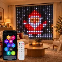 Rosikey Slimme LED-lichtgordijn, 3x3 meter, 400 LED's, lichtketting, gordijn, bediening via app, afstandsbediening, muziek synchronisatie, timer, RGBIC, geschikt voor slaapkamer, raam, kerst