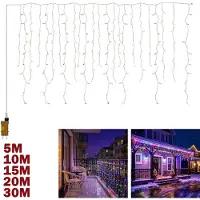 VA-Cerulean LED-ijspegelslingers, 5 meter, 200 LED's, multicolor, 8 modi, voor buiten, kerstdecoratie