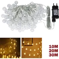 VA-Cerulean LED S14 bolvormige lichtketting, 30 meter, 240 lampen, warmwit licht, 8 lichtmodi, transparant