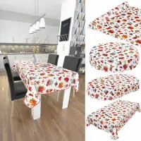 ANRO Tafelkleed Kerstballen Rood-Wit Ovaal 180x140cm Met sierband Afwasbaar Waterafstotend