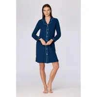 Woody slaapkleed dames doorknoop - donkerblauw - 262-15-XDF-Z/881 - maat M