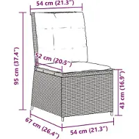 vidaXL Tuinbank verstelbaar met kussens poly rattan grijs