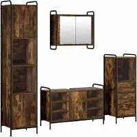 vidaXL Badkamerkast set 4 st Gerookt eiken 40 x 36 x 181 cm