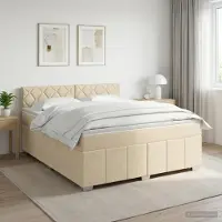 vidaXL Boxspringbed met matras Crèmekleurig 140 x 200 cm Stof