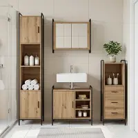 vidaXL Badkamerkast set 3 st Artisanaal eiken 40 x 36 x 109,5 cm
