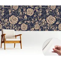 Wallfluent Zelfklevend Fotobehang - Marine Vliesbehang - 250x104 cm - Romantische Bloemen Behang Zonder Lijm - Gang behang Achtergronden En Patronen - Luchtbelvrij Behang - Bubble Free Behang