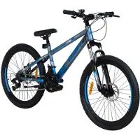 DaviBikes Terrano – Kinderfiets – 24 inch – 21 versnellingen – Schijfremmen – 130-160 cm – Grijs/Blauw – Jongen