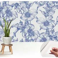 Wallfluent Zelfklevend Fotobehang - Wit Vliesbehang - 208x146 cm - Bloemtakken Fotobehang - Hal behang Bloemen En Planten - Bubble Free Behang - Makkelijk Aan Te Brengen Behang