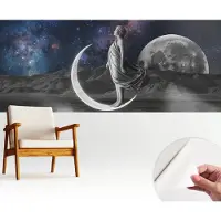 Wallfluent Zelfklevend Fotobehang - Zwart-Wit Vliesbehang - 250x104 cm - Nachtdromen Fotobehang - Woonkamer behang Kosmos - Polyester Behang - Luchtbelvrij Behang