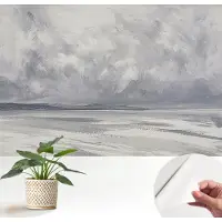 Wallfluent Zelfklevend Fotobehang - Grijs Vliesbehang - 152x104 cm - Een Storm Aan De Horizon Behang Zonder Lijm - Slaapkamer behang Deel - Makkelijk Aan Te Brengen Behang - Bubble Free Behang