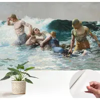 Wallfluent Zelfklevend Fotobehang - Zwart Vliesbehang - 152x104 cm - Zeegevechten Fotobehang - Hal behang Mensen - Behang Zonder Lijm - Scheurbestendig Behang