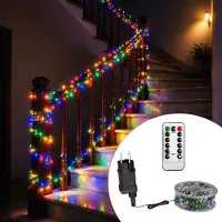 YARDIN Koperdraad-decoratieve verlichting, 30 meter, 300 LED's, multicolor. LED-decoratieve verlichting, sfeerverlichting met afstandsbediening, timer en 8 lichtmodi