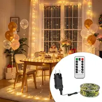 YARDIN Koperdraad-decoratieve verlichting, 50 meter, 500 LED's, warm wit licht. LED-decoratieve verlichting, sfeerverlichting met afstandsbediening, timer en 8 lichtmodi