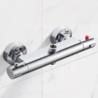 Merkloos Douchekraan douchethermostaat mengkraan douche - 2 uitlaten - Chroom - Thermostaat tot 50 °C