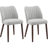COLAMY Set van 2 eetkamerstoelen van stof - Gewatteerde zitting met dik zitkussen - Antislip dopjes - Moderne keukenstoel met elegant design - Grijze kleur
