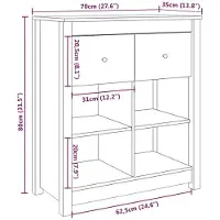 vidaXL Dressoir 70x35x80 cm massief grenenhout grijs