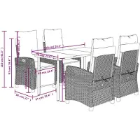 vidaXL 5-delige tuinset met kussens, grijs, polyrotan