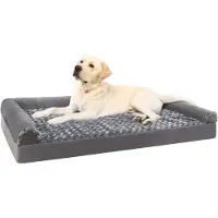 Merkloos Orthopedisch hondenbed XL - Drie verhoogde randen - Afneembare hoes - 105 x 70 x 18 cm - Grijs