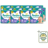 Pampers 12 x – Luiers – Active Baby Maat 4 (9-14 kg) – 62 Luiers - Wasstrips - Luiers Voor Baby - Droge Luiers - Actieve Baby - Superabsorberende Luiers - Anti-lek Luier
