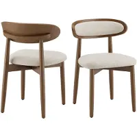 COLAMY Set van 2 Eetkamerstoelen van Massief Hout – Scandinavisch Design – Ergonomische Rugleuning – Gewatteerde Zitting – Lendensteun – Beige