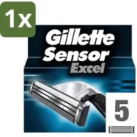 Gillette 1 x - Sensor Excel - Comfortabele scheerbeurt - 5 Navulscheermesjes - Scheermesjes - Comfortabele Scheerbeurt - Huidbescherming - Sensor Excel - Sensor Excel