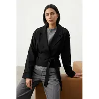Trendyol TRENDYOLMİLLA Dames Zwart Effen Lang Regular fit Blazers