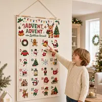 Famanu – Ruime stoffen adventskalender, 120x60 cm, 24 vakken, voor surprises