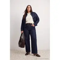 Trendyol Dames Donkerblauw Effen Lang Regular fit Grote maten Blazers