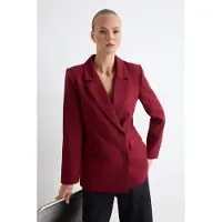 Trendyol TRENDYOLMİLLA Dames Bordeaux Effen Lang Regular fit Blazers