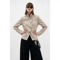 Trendyol TRENDYOLMİLLA Dames Beige Effen Lang Regular fit Blazers