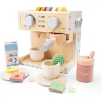 Woet Houten Koffiezetapparaat Speelgoed - Inclusief Kopjes, Melk, Suiker en Theezakjes - Espressomachine voor Kinderen - Rollenspel Keukenspeelgoed - Vanaf 3 Jaar