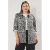 Trendyol Dames Meerkleurig Dierenprint Lang Regular fit Grote maten Blazers