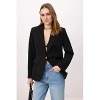 Trendyol TRENDYOLMİLLA Dames Zwart Effen Lang Regular fit Blazers