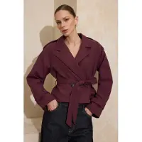 Trendyol TRENDYOLMİLLA Dames Bordeaux Effen Lang Regular fit Blazers