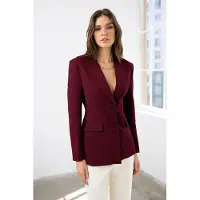 Trendyol TRENDYOLMİLLA Dames Bordeaux Effen Lang Getailleerd Blazers