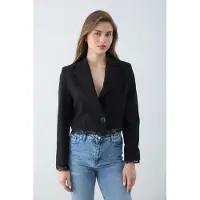 Trendyol TRENDYOLMİLLA Dames Zwart Effen Lang Regular fit Blazers