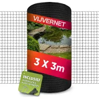 Famanu - Vijvernet fijnmazig - Bescherming tegen bladeren en vuil - Weer- en uv-bestendig - Zwart 1 stuk