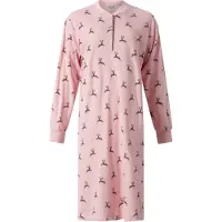 Lunatex - warm dames nachthemd 224204 - extra aangeruwd interlock - roze - maat M