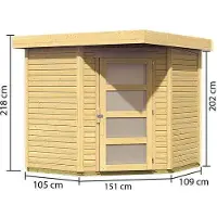 Karibu tuinhuis, tuinhuis, Schwandorf, 3 wanden van onbehandeld hout, afmetingen 213x217x218 cm