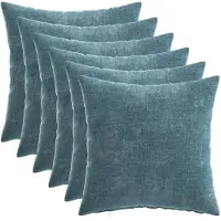 vidaXL Kussensloop 6 st HEERLEN Blauw 30 x 30 cm Chenille Stof