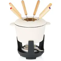 Famanu – Gietijzeren fondueset voor zes personen, 1 liter, inclusief brander en vorken, geschikt voor kaas, vlees en chocolade