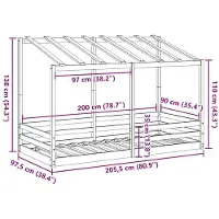 vidaXL Kinderbed met kap, wit, 90x200 cm, massief grenenhout