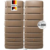 Graf 4rain regenton SLIM wandtank SET 1000 L taupe, 2 x SLIM 500 L incl. verbindingsstuk