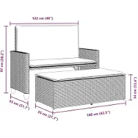 vidaXL Tuinbank met kussens en voetenbank poly rattan beige