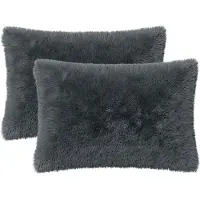 vidaXL Kussensloop 2 st HEERLEN Antracietkleurig 50 x 70 cm PV Fleece