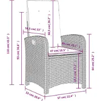 vidaXL Tuinstoel met kussens, 2 stuks. Verstelbaar, zwart, van polyrotan