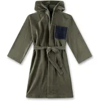 Sanetta - Boy's Terry Fleece Velours Bathrobe - Badjas 188, olijfgroen