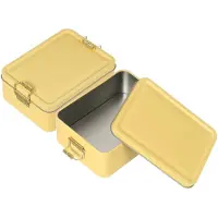 Merkloos Solidchoice - Set van 2 Lege Metalen Opbergdozen met Deksel 14,5x11x5,5cm