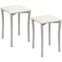 Dripio Set van 2 keukenstoelen, wit kunstleer, ronde poten, zithoogte 45 cm